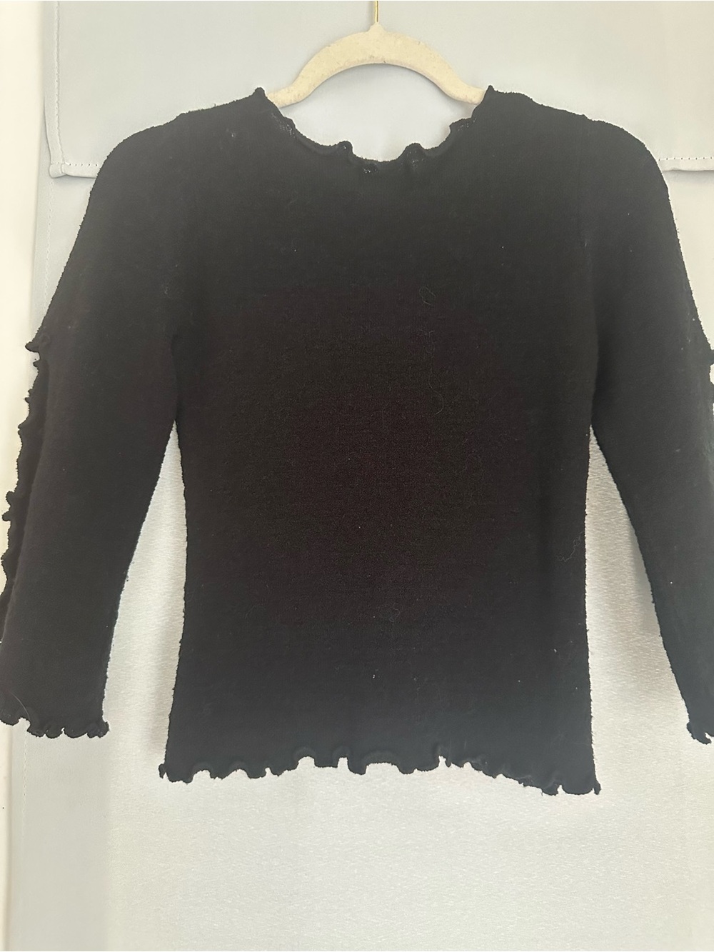 Black Ruffle-Front Knit Top - Picture 2 of 3